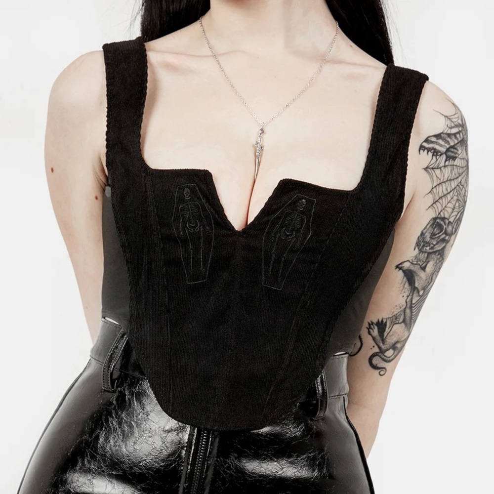 DISTURBIA Immortal Split Front Corset Tank Crop Top
